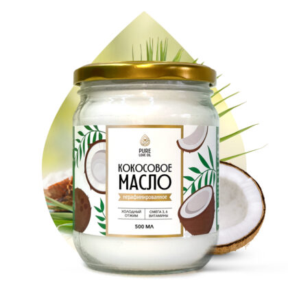 Банка кокосового масла PURE LOVE OIL, 500 мл